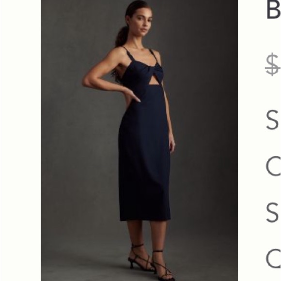 NWT BHLDN ANTHROPOLOGIE Evonna Navy Column Crepe Midi Dress - Picture 4 of 5